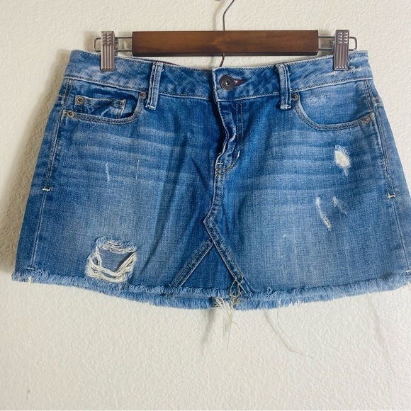 Aeropostale Skirts Denim  Distressed Mini Skirt Size: 3/4 - Picture 1 of 7